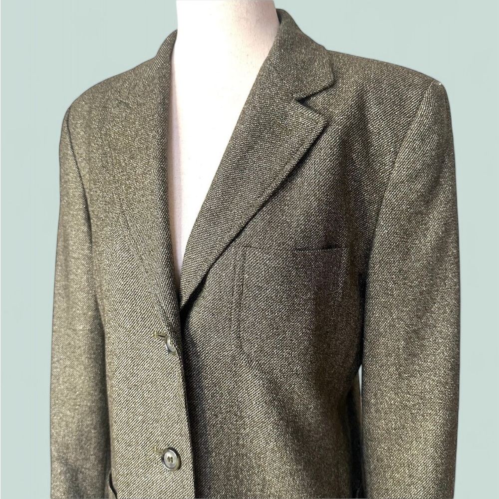 Vintage 70s Tweed Green Blazer, Small